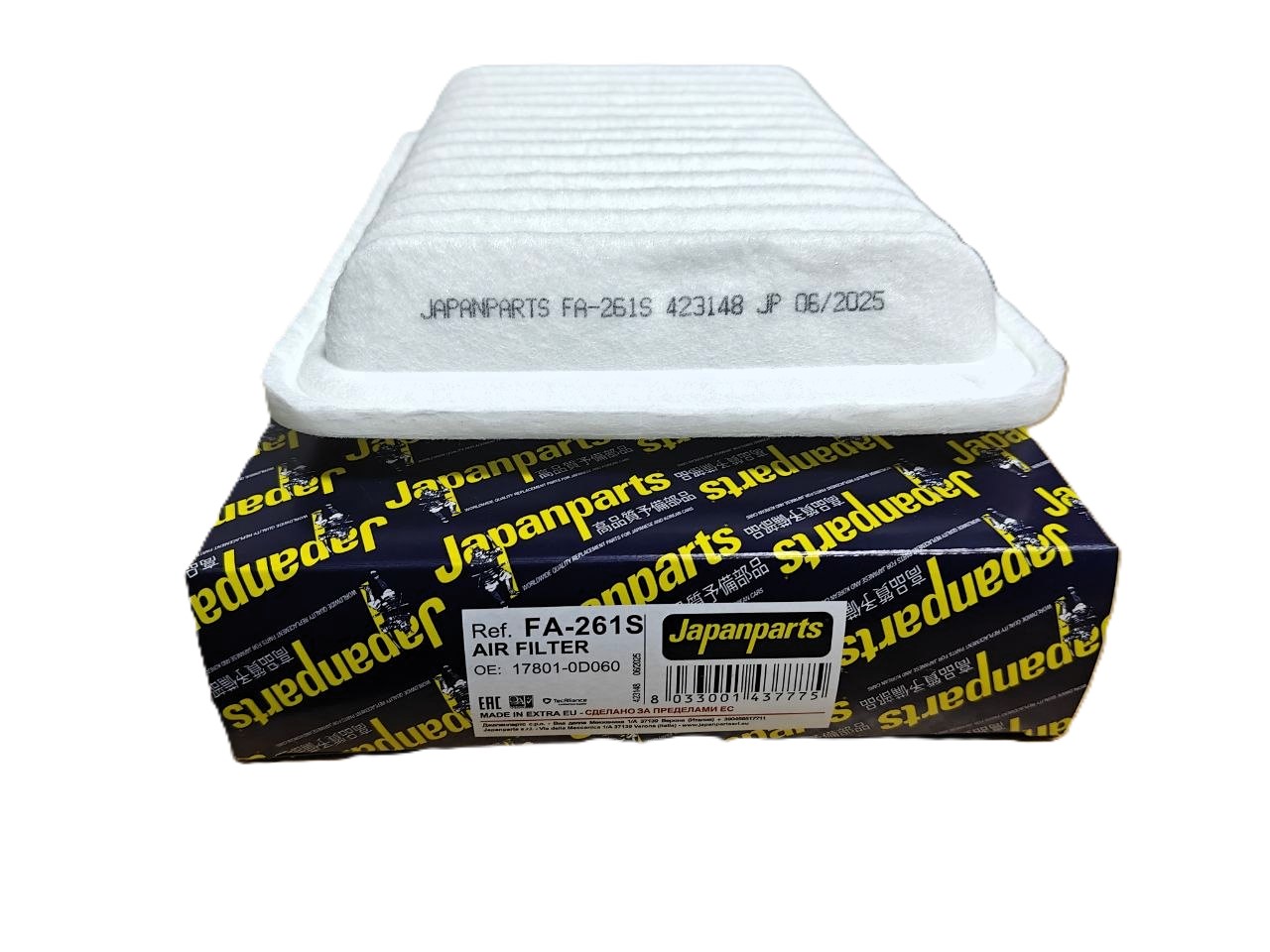 Фильтр воздушный Japan Parts FA261S — аналог 17801-21050 / 17801-0D060, для Toyota Auris / Corolla / RAV4