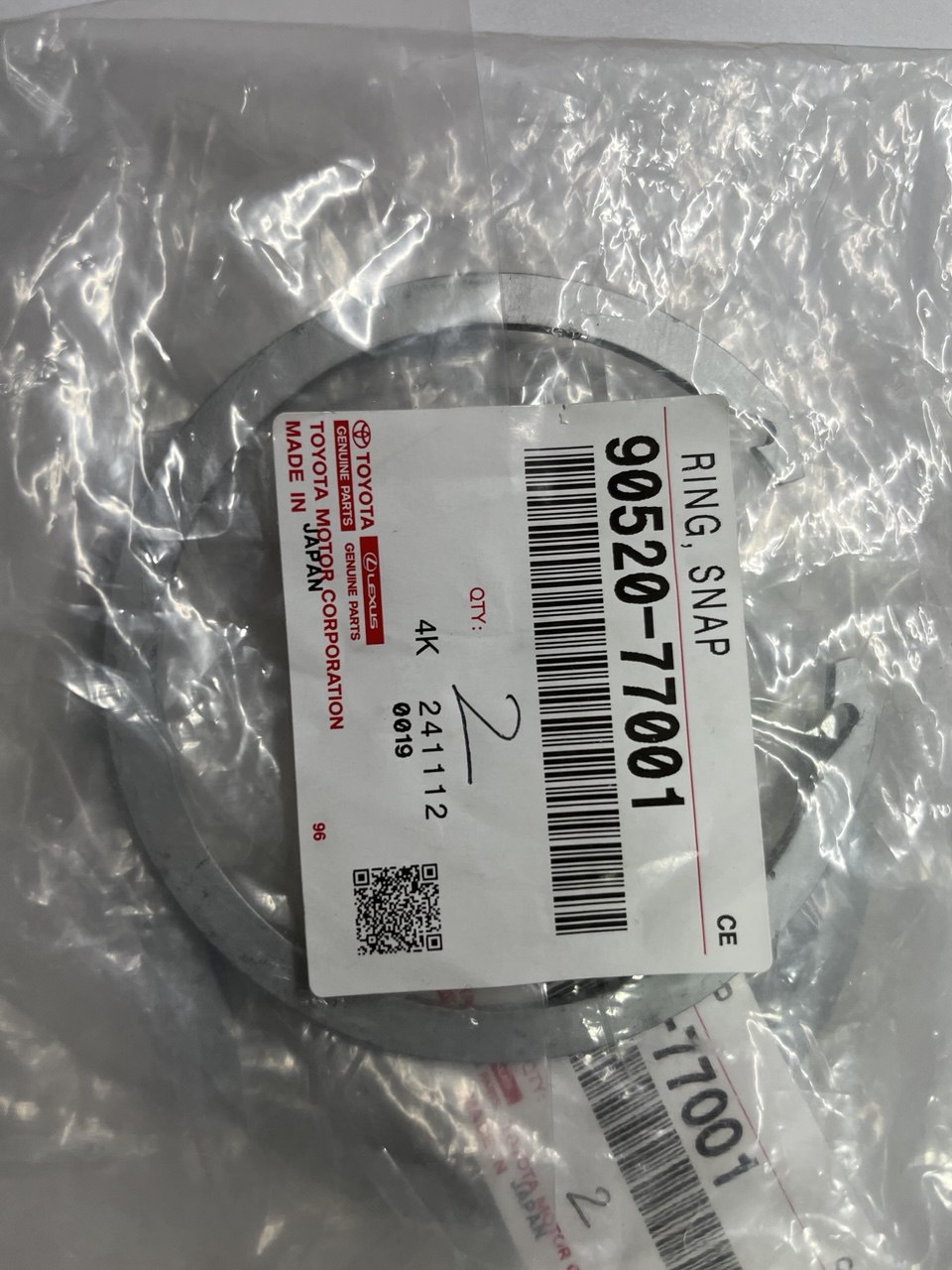 Оригинальное стопорное кольцо ступичного подшипника TOYOTA 9052077001