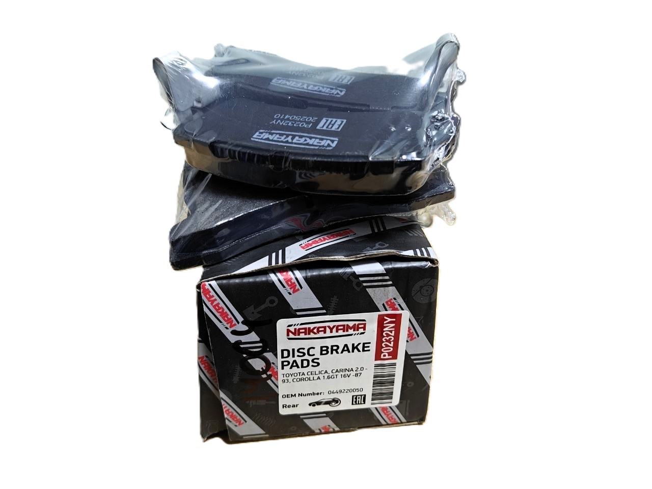 Колодки тормозные задние NAKAYAMA P0232NY — аналог 0446612040 / 0446633050, для Toyota Avensis / Camry / Corolla / Lexus ES / Harrier / RX
